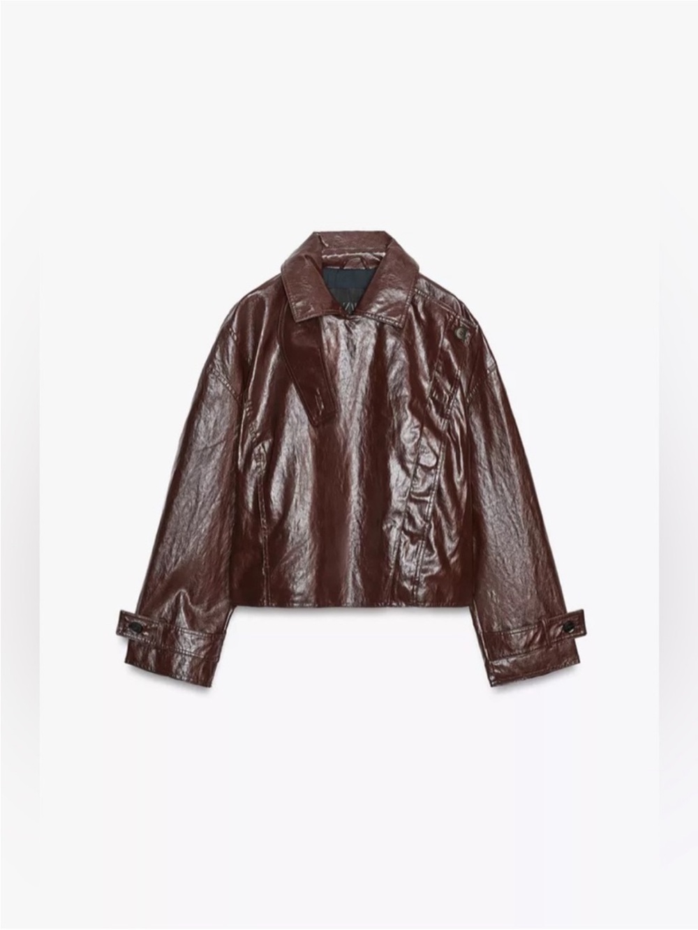 Zara Collection Shiny Jacket in Dark Brown